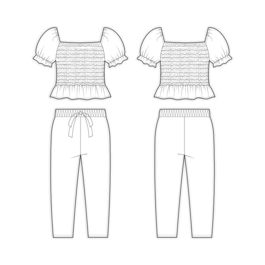 Kids - Girl's Top & Pant Co-ord Set Sewing Pattern - A0005-25-Y-8