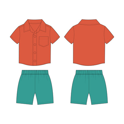 Kids - Boy's Shirt & Shorts Co-ord Set Sewing Pattern - A0006-25-Y-8