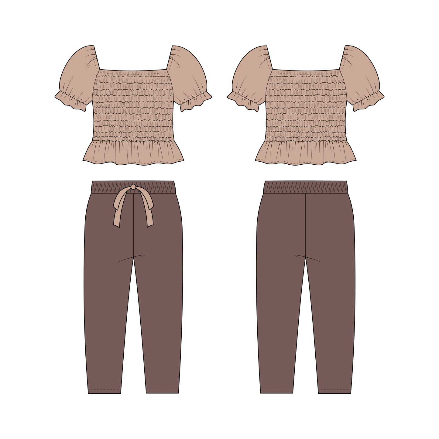 Kids - Girl's Top & Pant Co-ord Set Sewing Pattern - A0005-25-Y-8