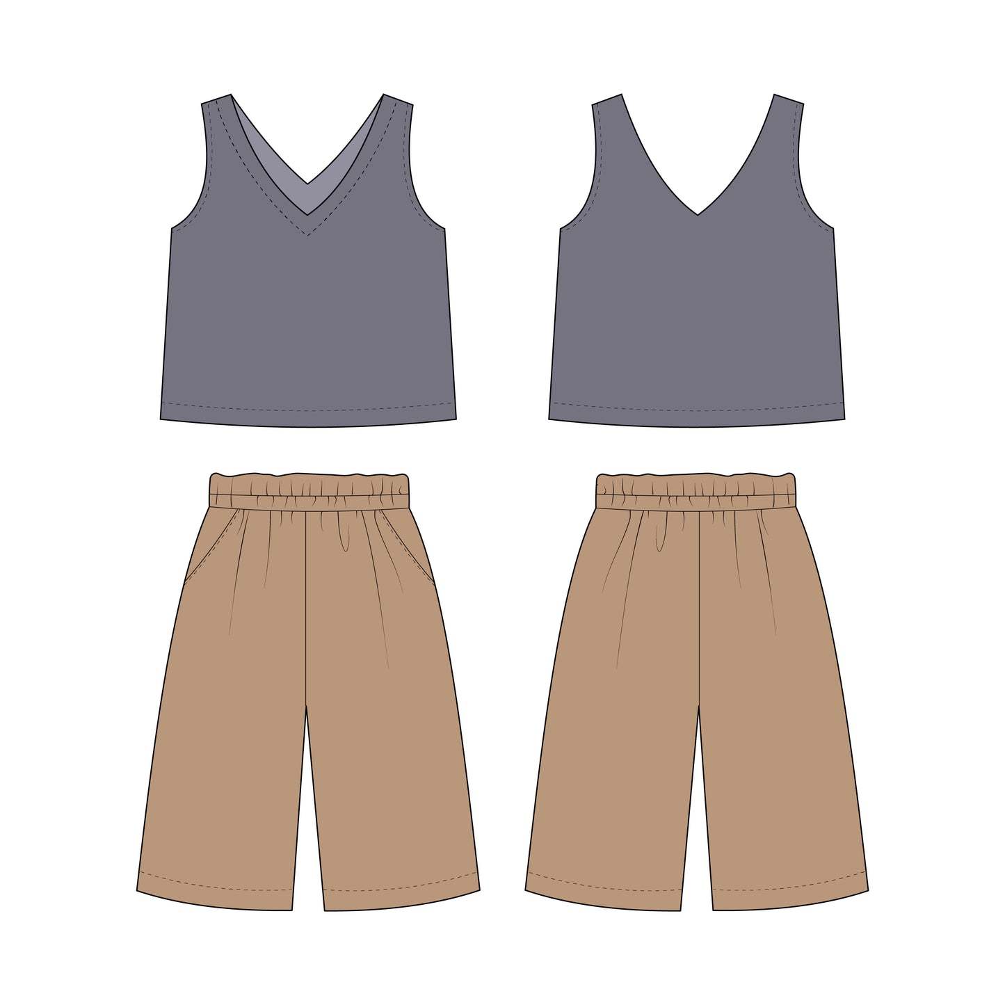 Kids - Girl's Top & Pant Co-ord Set Sewing Pattern - A0007-25-Y-8