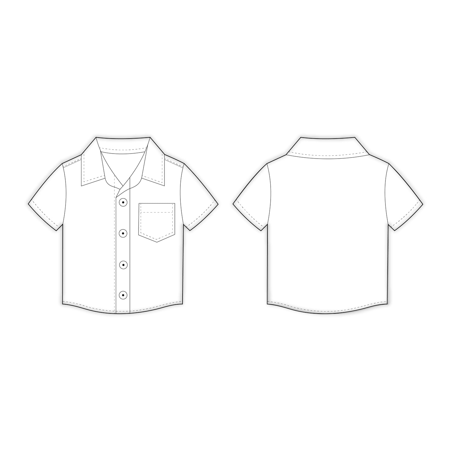 Kids - Boy's Half Sleeves Shirt Sewing Pattern - A0006-25-Y-8