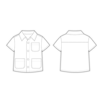 Kids - Boy's Half Sleeves Shirt Sewing Pattern - A0001-25-Y-8