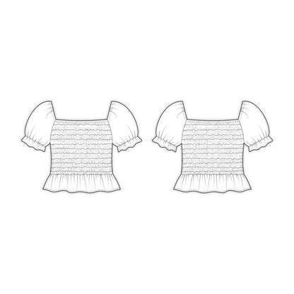 Kids - Girl's Smoking Top Sewing Pattern - A0005-25-Y-8