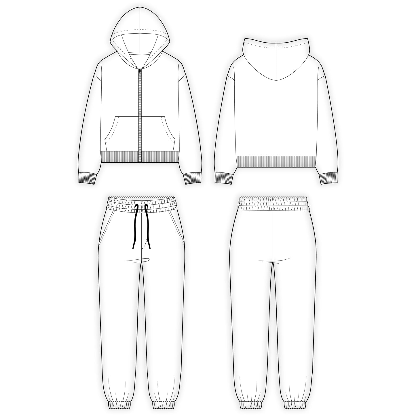 Women's Full Sleeves Regular Fit Co-ord Set Sewing Pattern - A0001-23-W-1