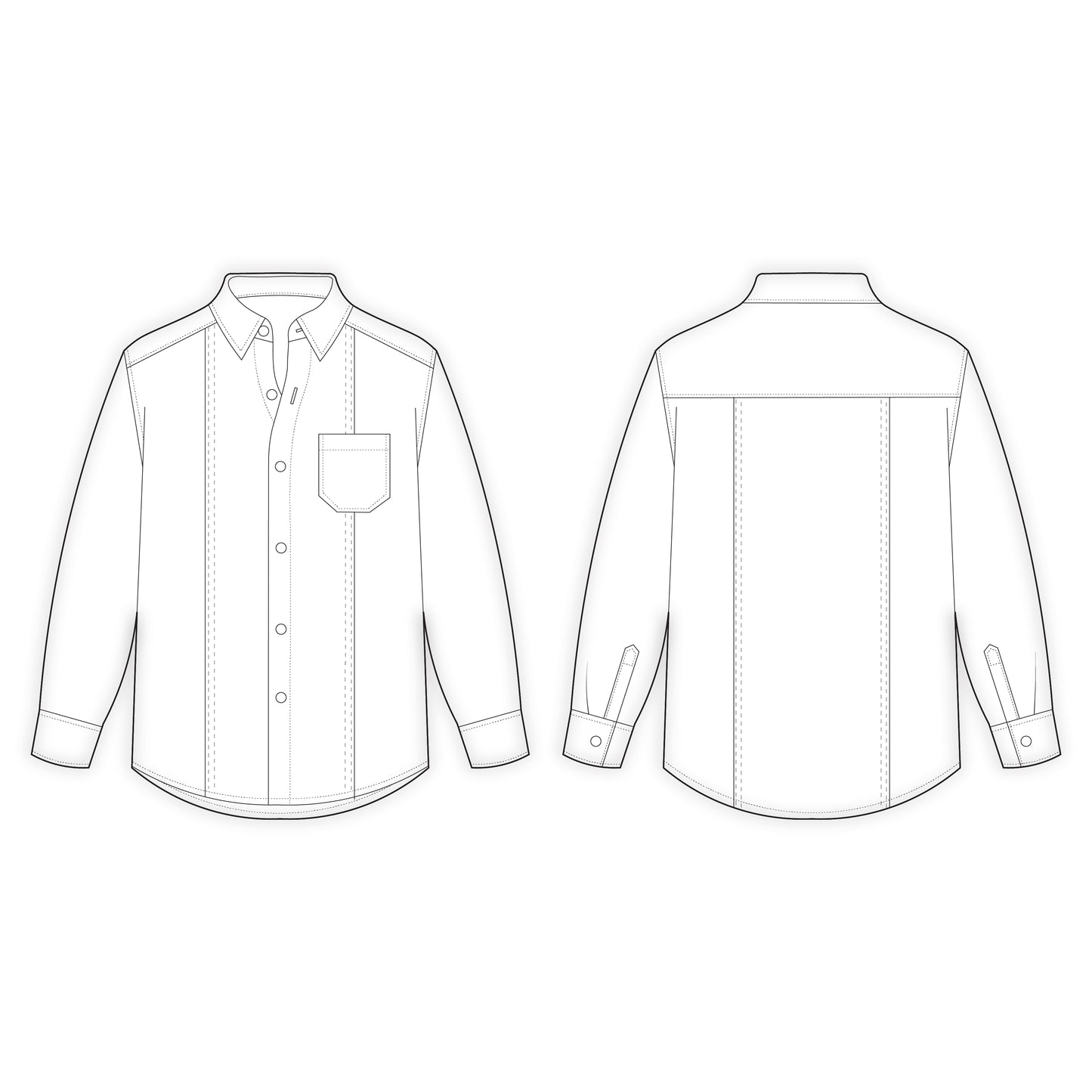 Men's Full Sleeves Shirt Sewing Pattern - A0005-22-V-04