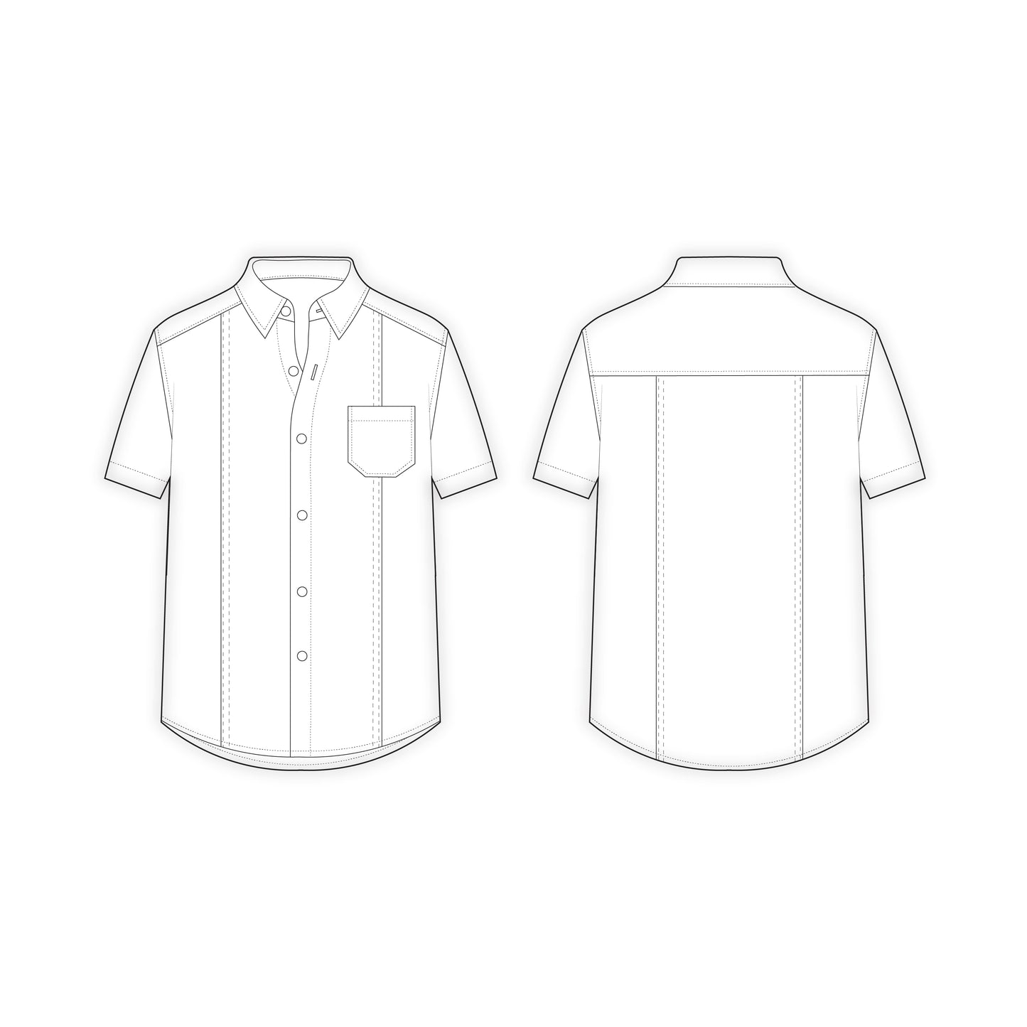 Men's Half Sleeves Shirt Sewing Pattern - A0004-22-V-04