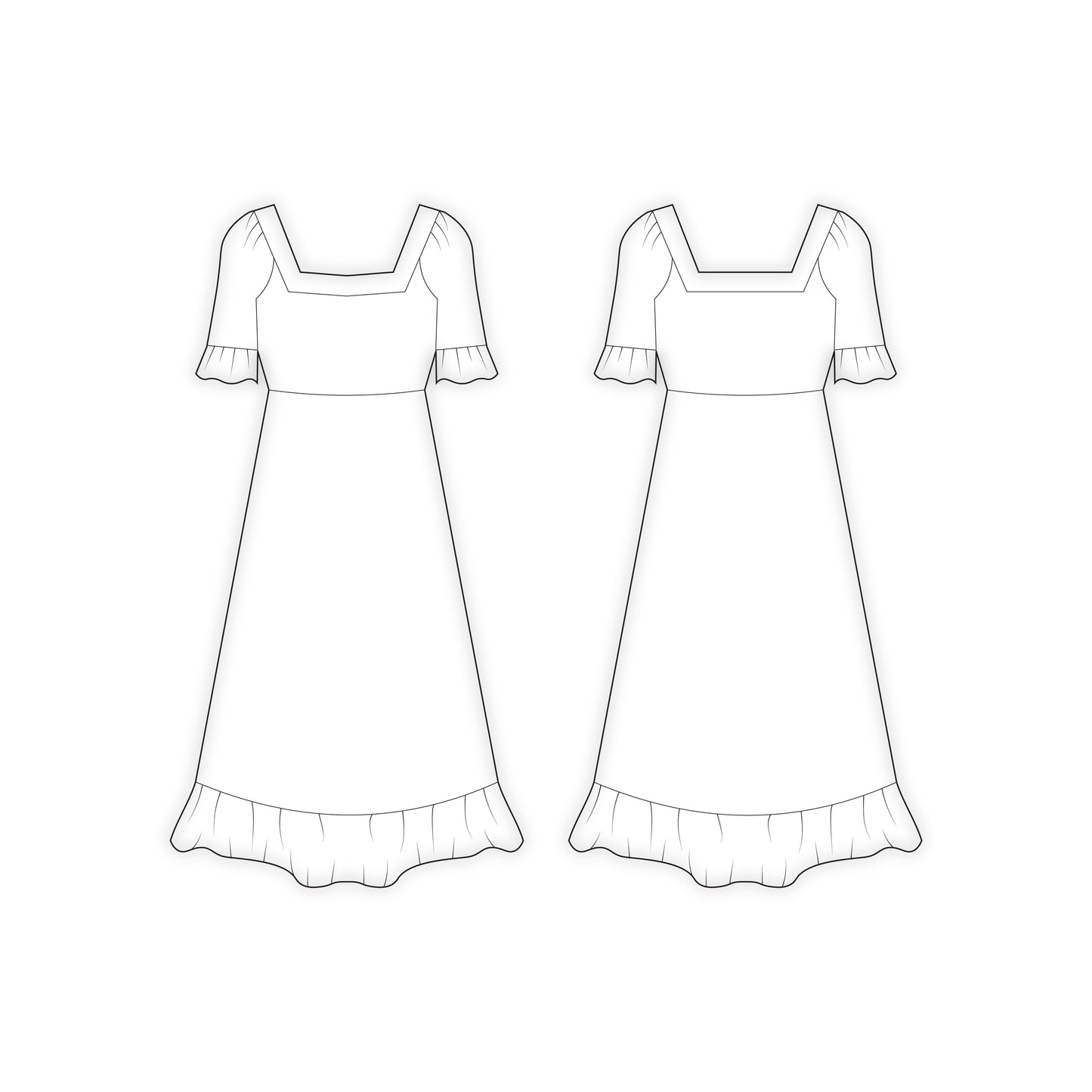 Women's Half Sleeves Dress Sewing Pattern - A0001-22-V-04