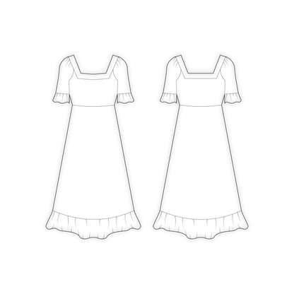 Women's Half Sleeves Dress Sewing Pattern - A0001-22-V-04