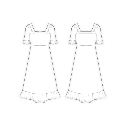 Women's Half Sleeves Dress Sewing Pattern - A0001-22-V-04