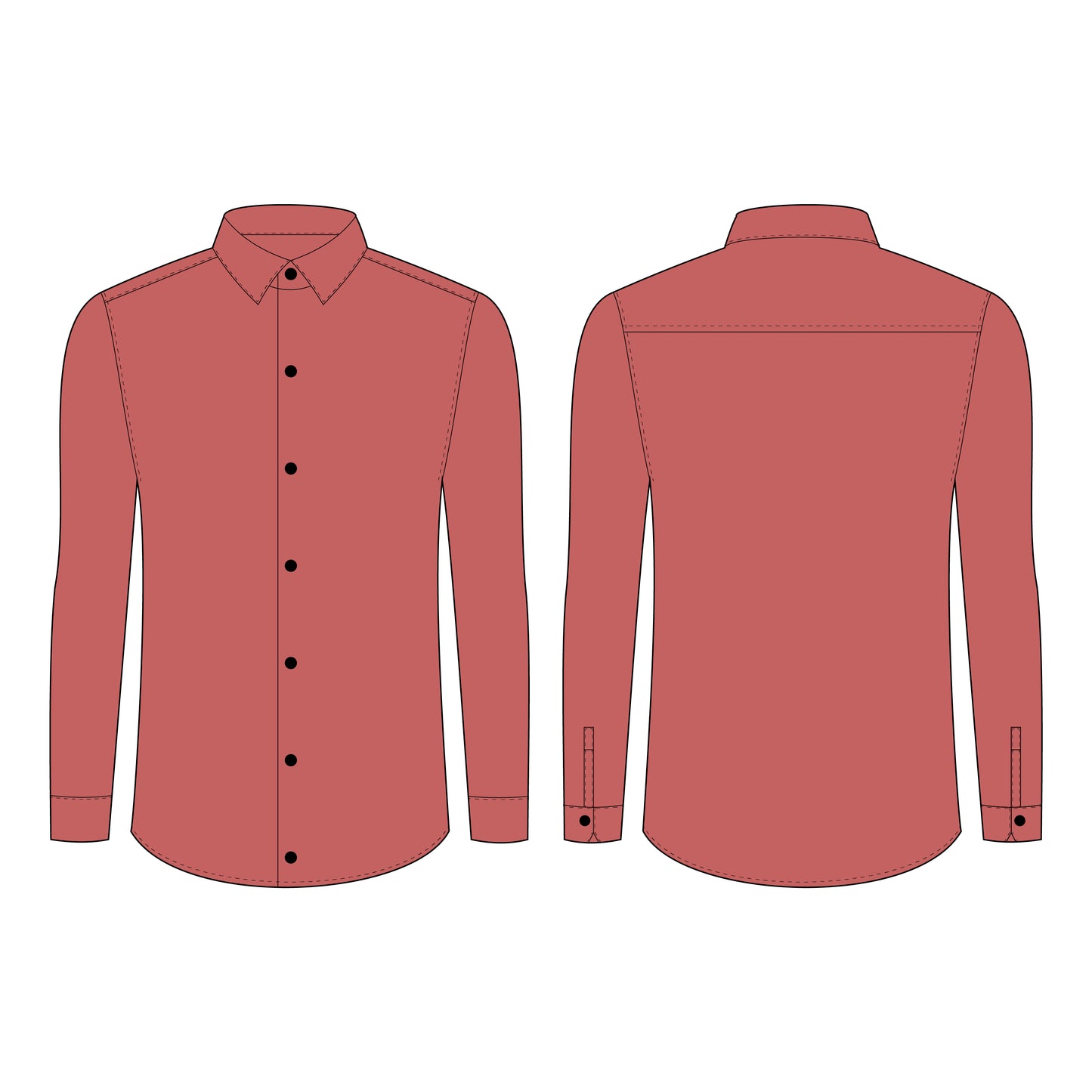 Men's Full Sleeves (Partywear) Shirt Sewing Pattern - A0002-23-W-3