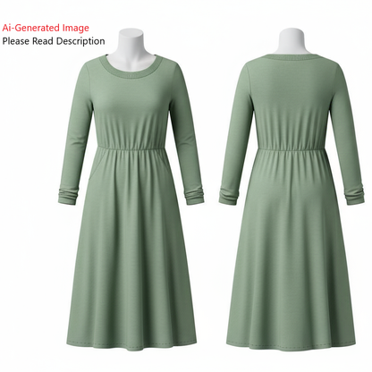 Women's Full Sleeves Long Dress Sewing Pattern - A0002-23-W-1